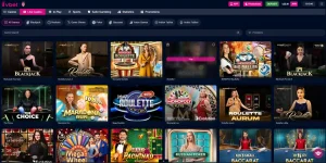 VBET UK live casino lobby with roulette, blackjack and live-table categories